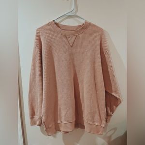 Light pink aerie waffle crew neck